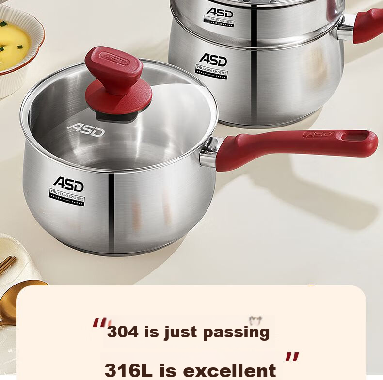 ASD Milk Pot, 316L Stainless Steel, 20CM Baby Food Pot, Small Pot, Compatible with Induction And Gas Stoves, NS20B13WG 4