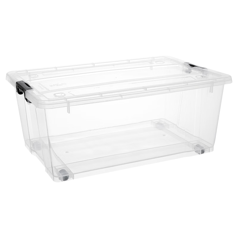 Qingye Mu Extra Large Transparent Clothes Storage Box, 36L with Wheels, Plastic Organizer Box, PP Material, Home Storage, 1 Piece