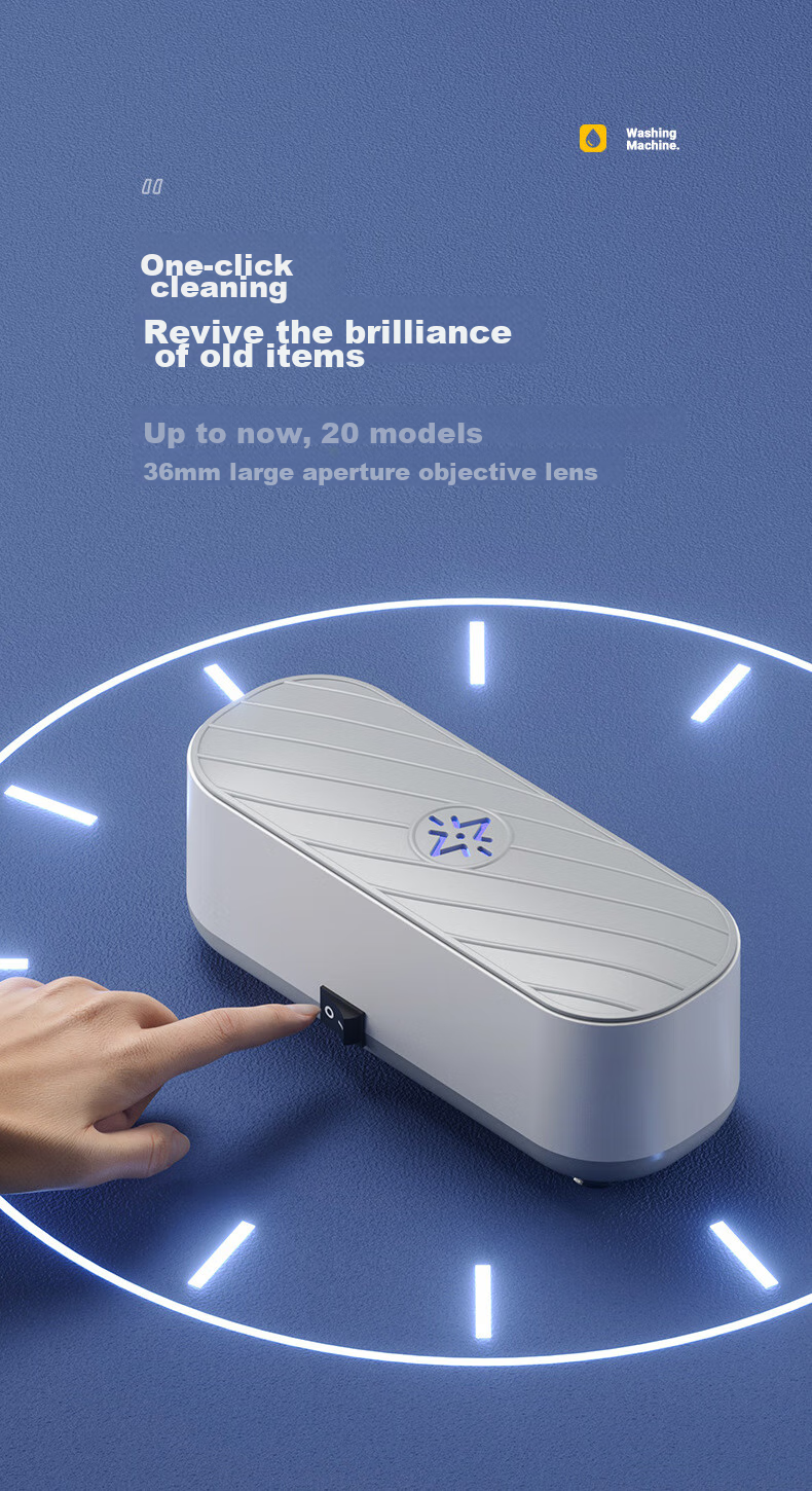 Boshide Glasses Cleaning Machine, High-Frequency Vibration Eyeglass Cleaner, Fully Automatic Portable Cleaning Device, with UV Light And Rechargeable Battery 12