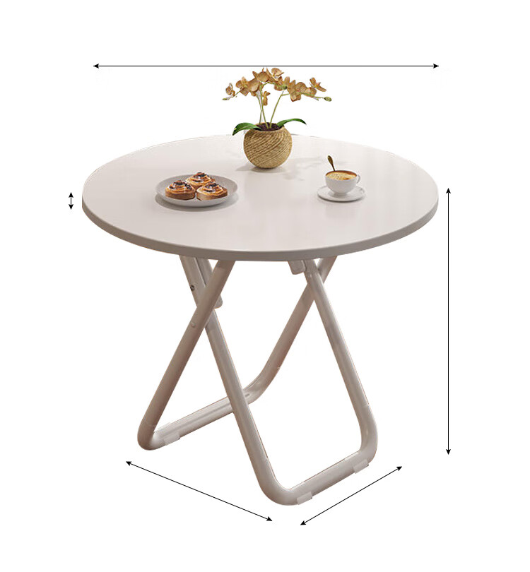 Churong Folding Table Home Rental Foldable Dining Table Simple Outdoor Portable Small Table CJ162 Round 70 15