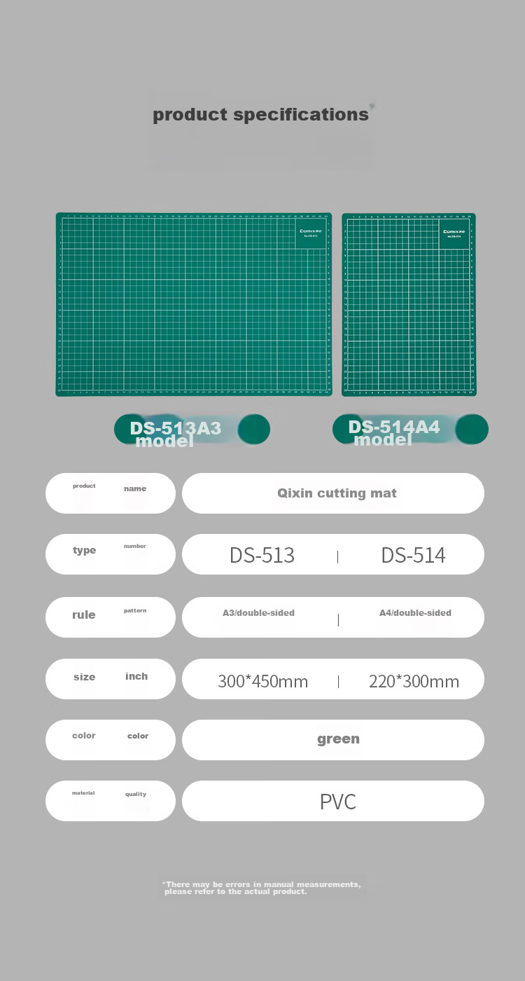 COMIX A4 Double-Sided Cutting Mat, PVC Material, DIY Desktop Pad for Drawing And Engraving, Washable, Student Paper-Cutting, Artistic Carving Board, Anti-Cut Mat, DS-514 Gree 8