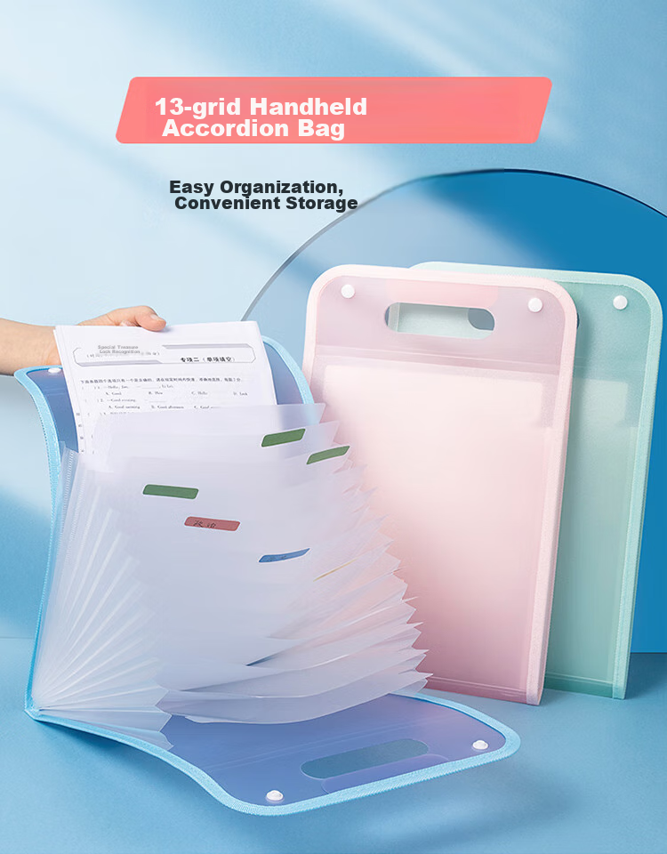 TIANSE Exam Paper Storage Bag with 8 Compartments Accordion File Folder A4 Multi-Layer Document Organizer Accordion File Folder Student Exam Paper Folder TS-1831 Blue-Purple 1