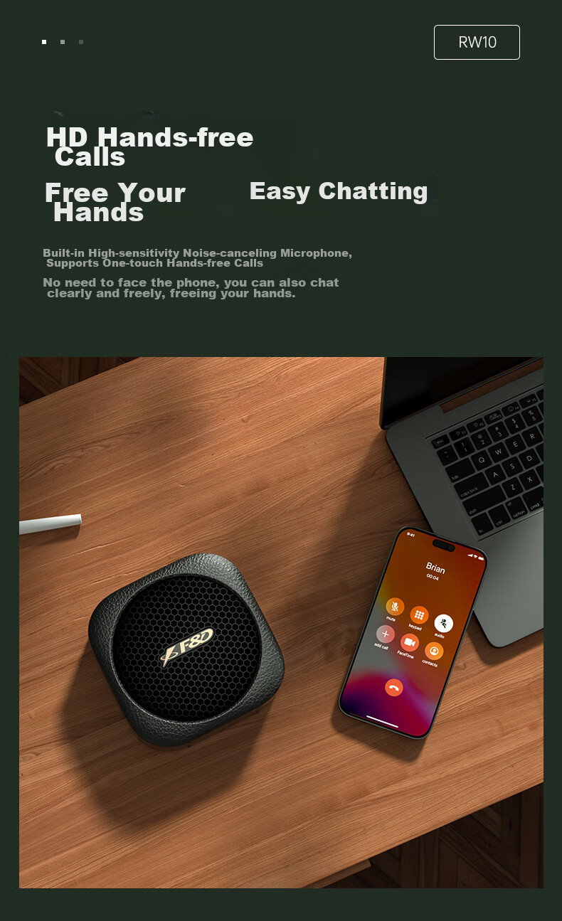 F&D RW10 Retro Outdoor Portable Bluetooth Speaker, IPX5 Waterproof, TWS Connectivity, Long Battery Life, for Camping, Hiking, Cycling, Small Speaker with Subwoofer 9