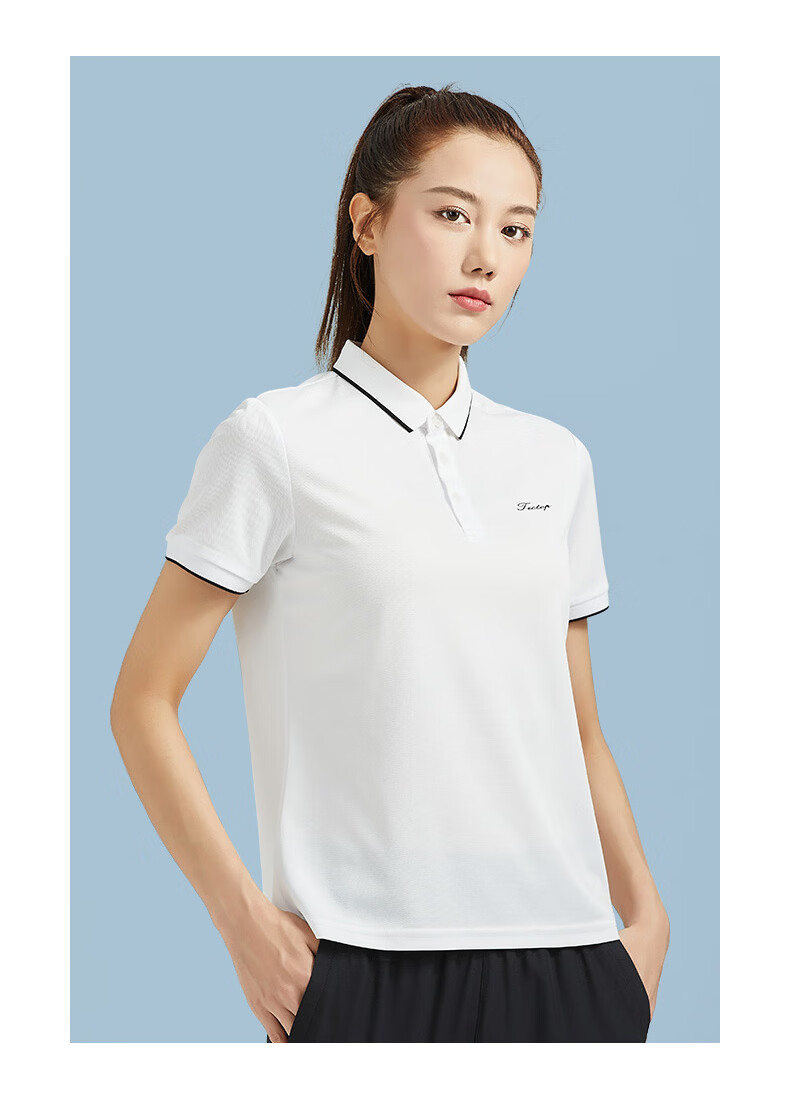 TECTOP Quick-Dry Shirt, Women's Outdoor Solid Color Stand-Collar Short-Sleeve Sports Polo Shirt, Moisture-Wicking Casual T-Shirt DJB623006, Women's Light Pink 2XL 17