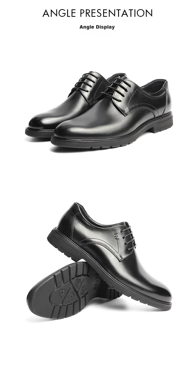 Belle Men's Shoes, Business Leather Shoes, Cowhide Leather, Men's Commuter Work Formal Shoes, Wedding Shoes A0558, Black, Size 40 16