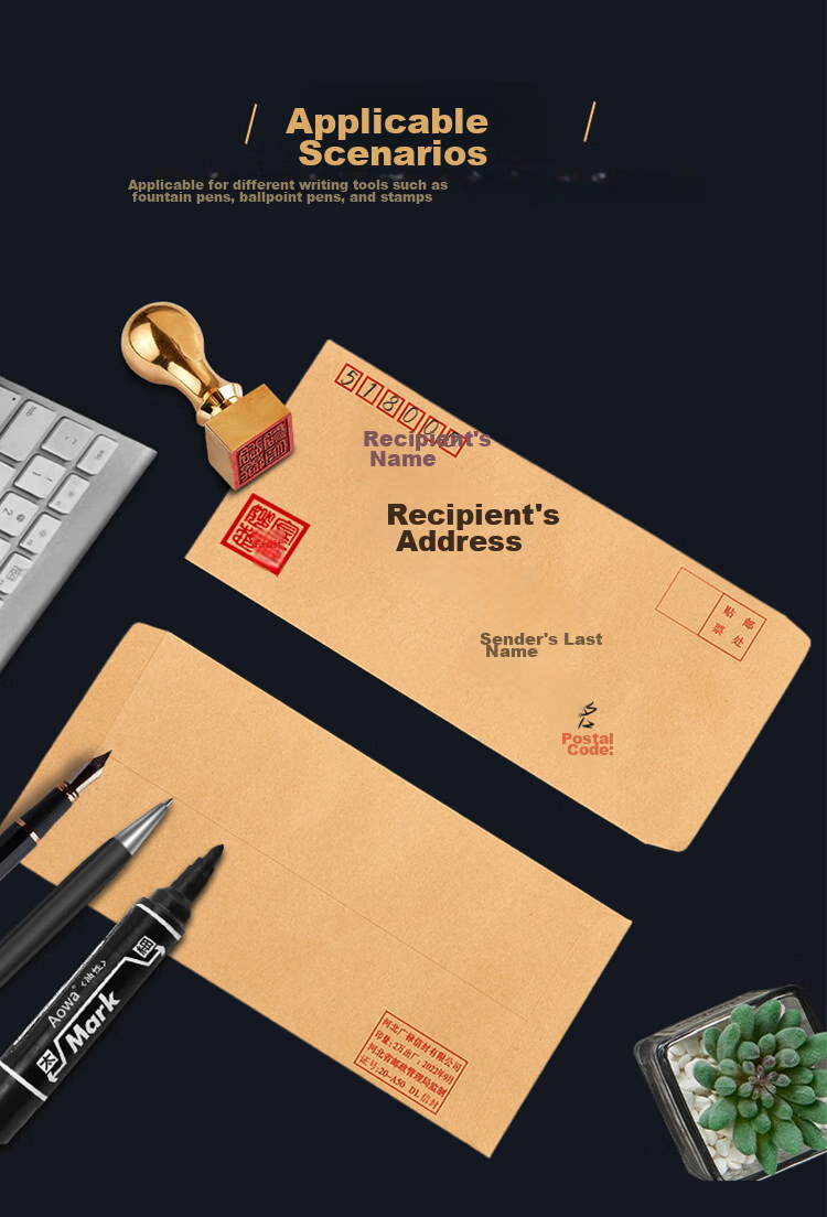 Kingdee 100 Sheets Kraft Paper Envelopes No. 5, 220*110mm Cash Envelopes Invoice Payroll Envelope Pouch BCBQ14-5 No 3