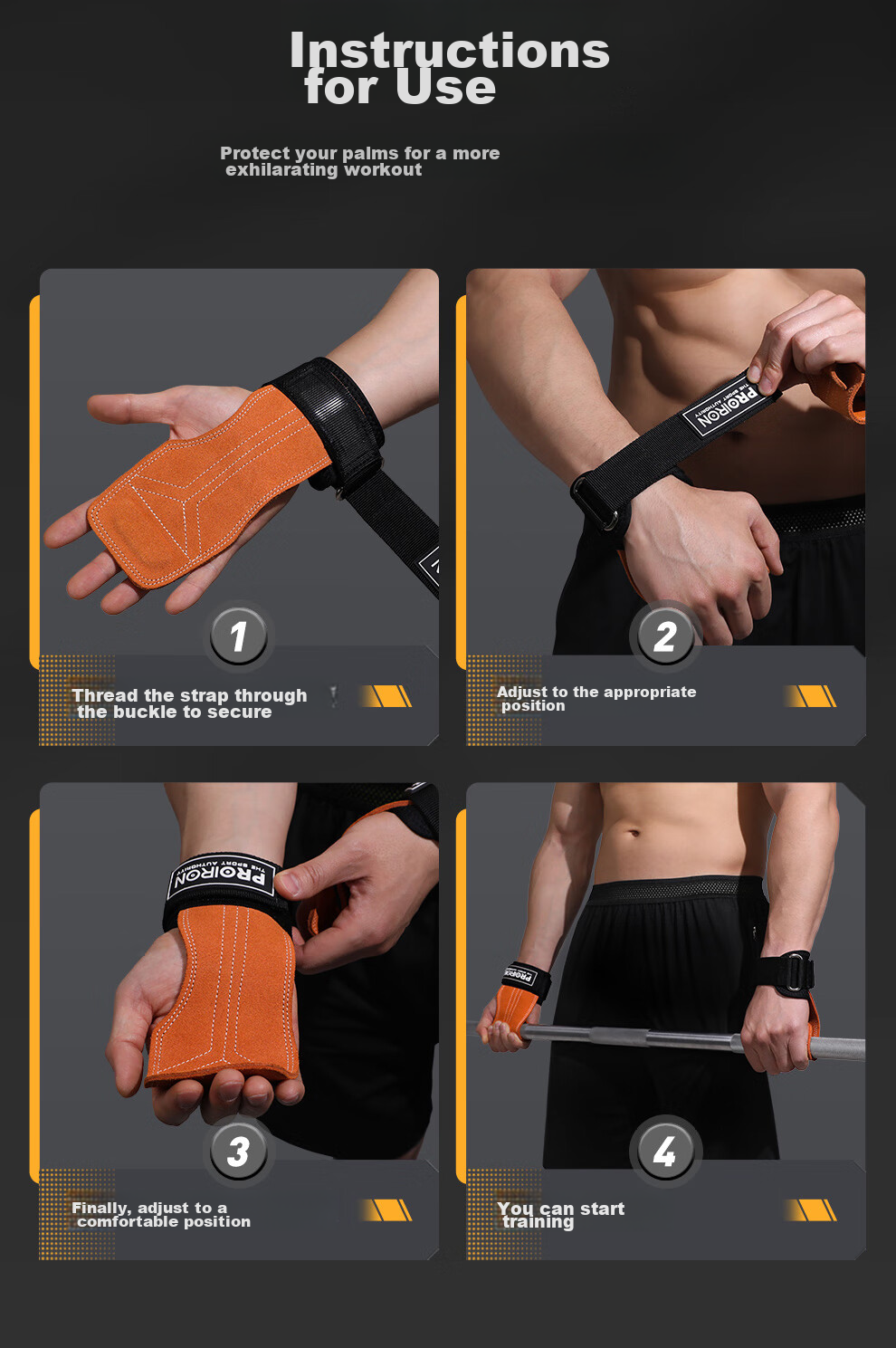 PROIRON Puli'ai Fitness Pull-Up Assist Band with Double-Layer Cowhide Palm Protection And Non-Slip Grip Aid, Green, Size L 18