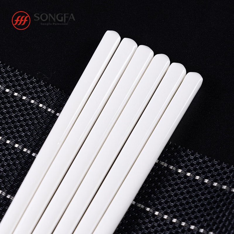 Songfaciqi Ceramic Chopsticks for Home Use, Pure White Chinese Style Gift Box Set, Mold-Resistant, Heat-Resistant, Easy to Clean, Household Chopsticks, 10 Pairs