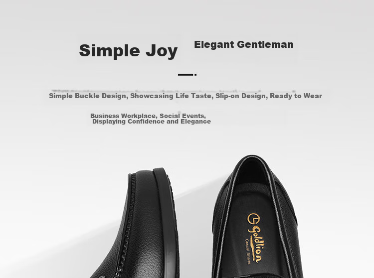 Goldlion Men's Loafers Leather Shoes, Fashionable Simple Comfortable Slip-On Business Casual Shoes G521240438AAA Black Size 40 4