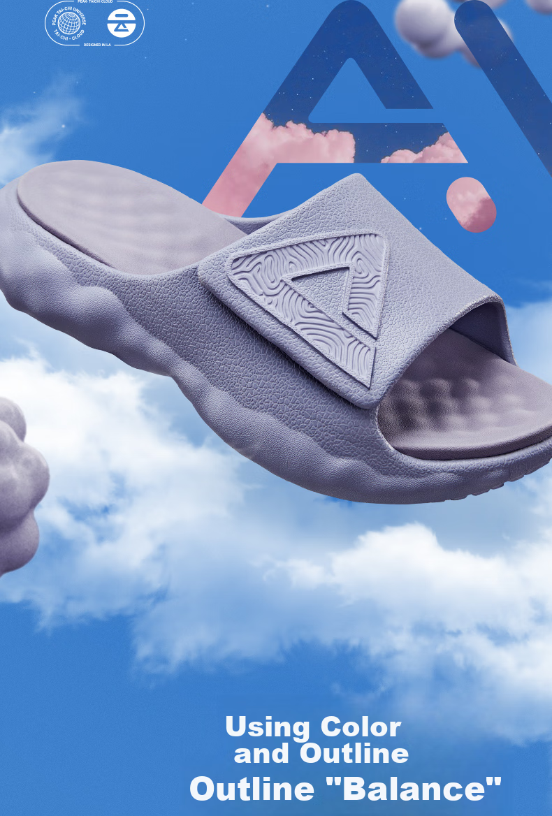 PEAK Taiji Cloud Slippers for Men, Summer Velcro Outdoor Wear, Thick Sole Soft Elastic Casual Couple Sports Slippers ET23027L 4