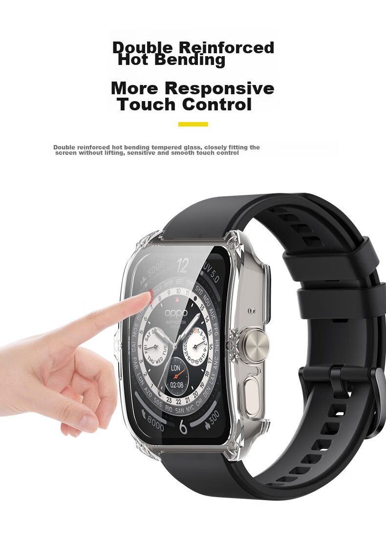 KMaxAI Compatible with OPPO Watch 4 Pro Protective Film + Hard Case, Integrated Full Protection Cover for Watch Face + Screen Protector, Anti-Scratch, Anti-Fingerprint, Shockproof Tempered Glass Film, Black 6