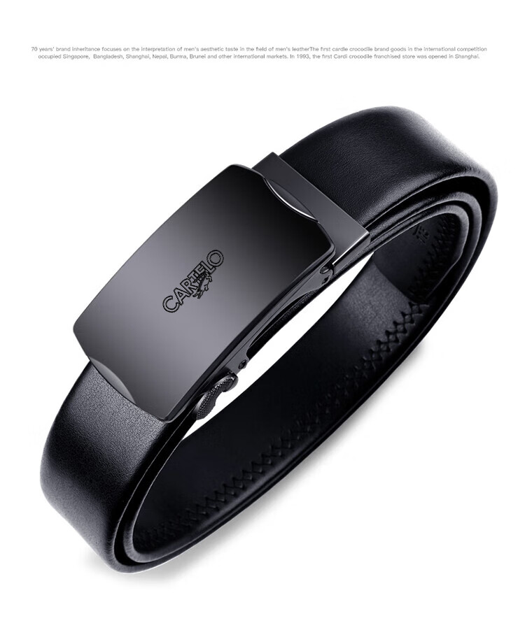 CARTELO Men's Leather Belt with Automatic Buckle, Business Casual Pants, Cowhide Waistband, Gift for Husband Or Father 14
