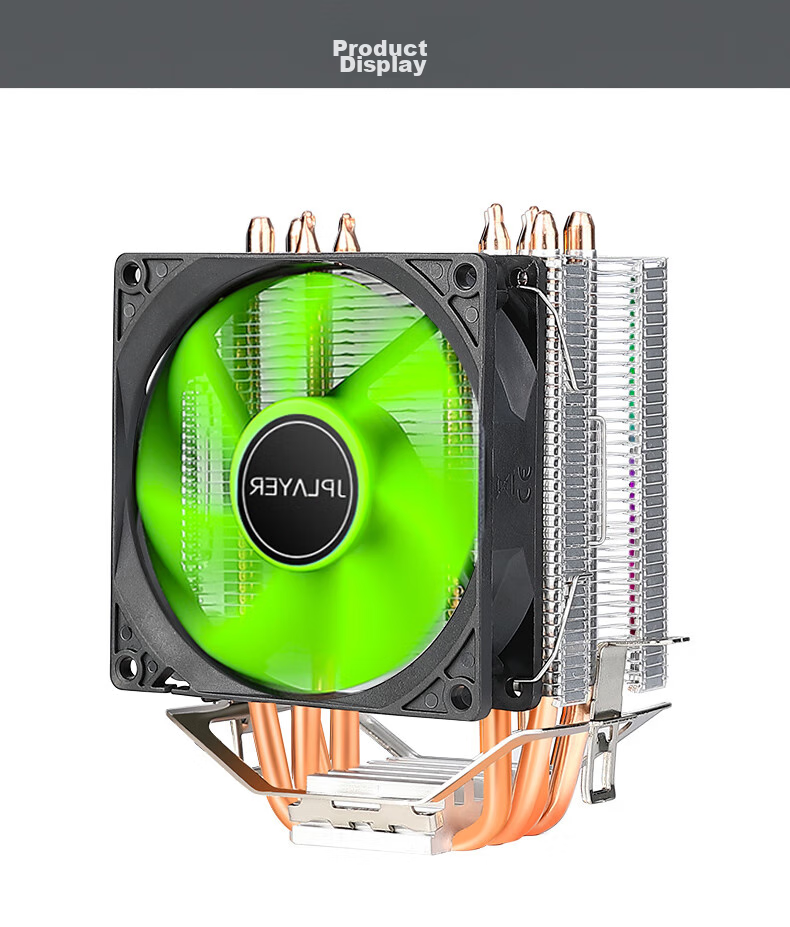 JPLAYER 4 Copper Tube 9cm Non-Glazed Fan CPU Air Cooler, Noise-Reducing Fan (AMD/Intel Multi-Platform/silicon Gel Included) 10