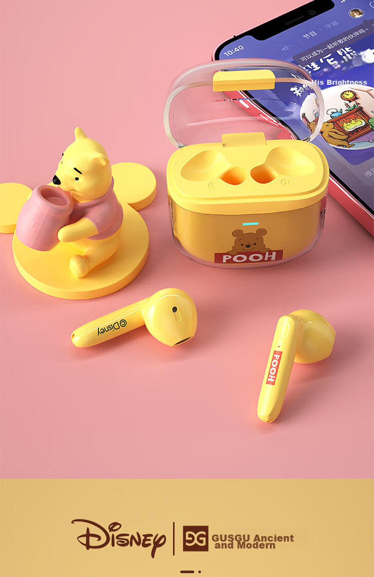GUSGU Disney Co-Branded True Wireless Bluetooth Earphones, Semi-In Music Sports Running Noise-Cancelling Earphones, Compatible with Apple Huawei Xiaomi Phones, Pink FX-902V 11