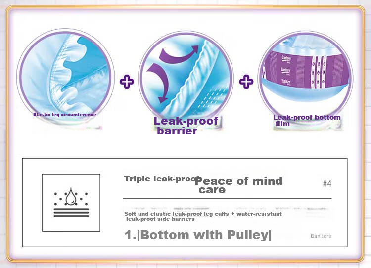 Banitore Enhanced Adult Diapers, Size L, 15 Pieces (Waist Circumference 95-120cm), Adult Diapers, Incontinence Pads 12