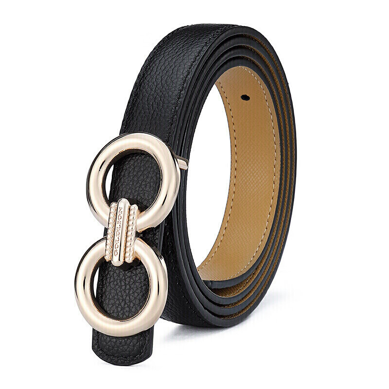 Goldlion Women's Leather Belt with Buckle, Versatile Waistband Gift Box, Birthday Present