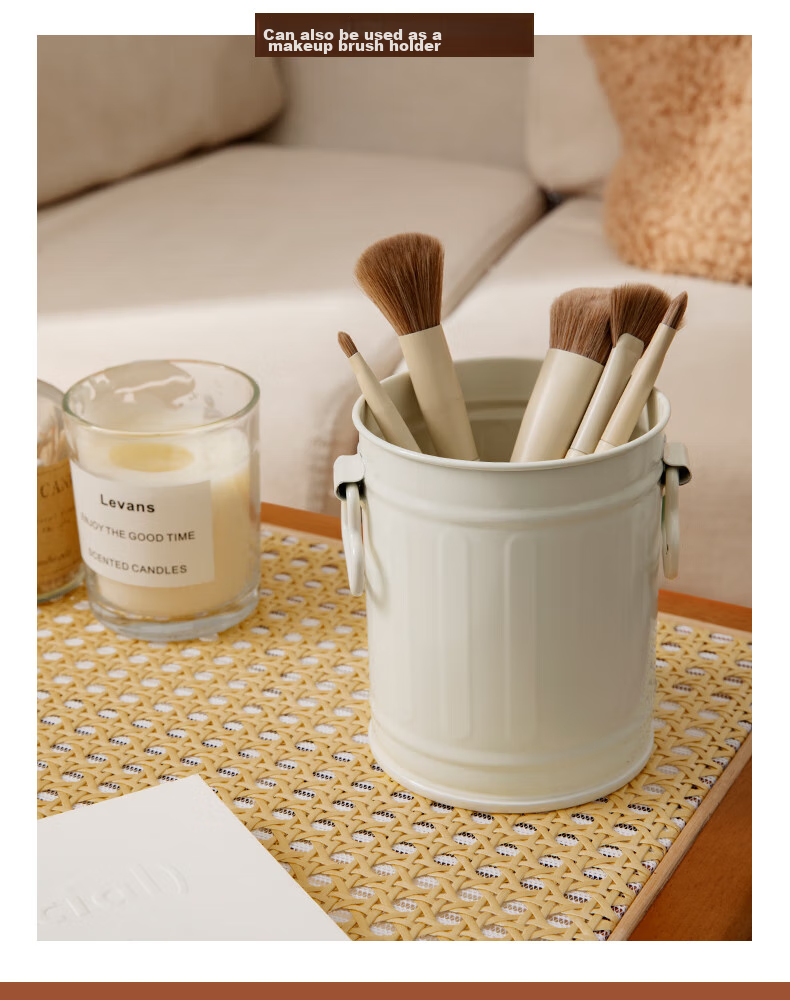 Sannianerban Iron Pen Holder, Thickened Large Capacity, Vintage Light Luxury Cream White, Desktop Storage Box, Office Student Invoice Organizer, Stationery, High Aesthetic Value, Premium Feel 5