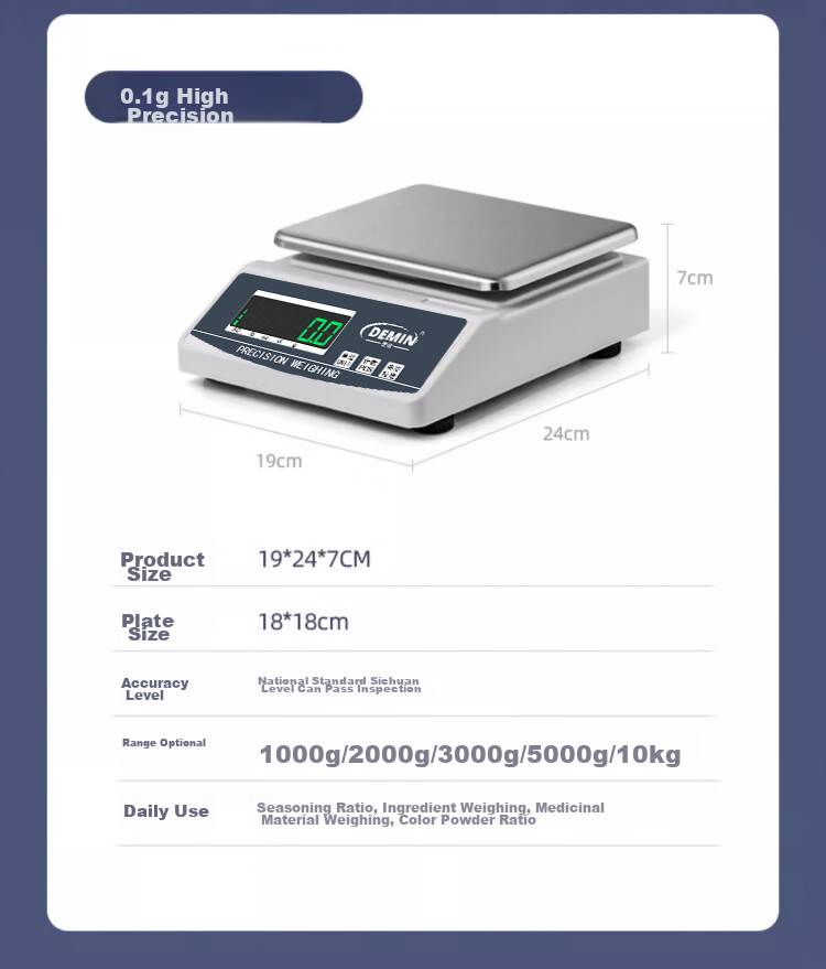 Demin High-Precision Electronic Balance Scale for Gold Jewelry, Chinese Herbal Medicine, Laboratory Analysis, 3kg Capacity, 0.01g Precisio 18