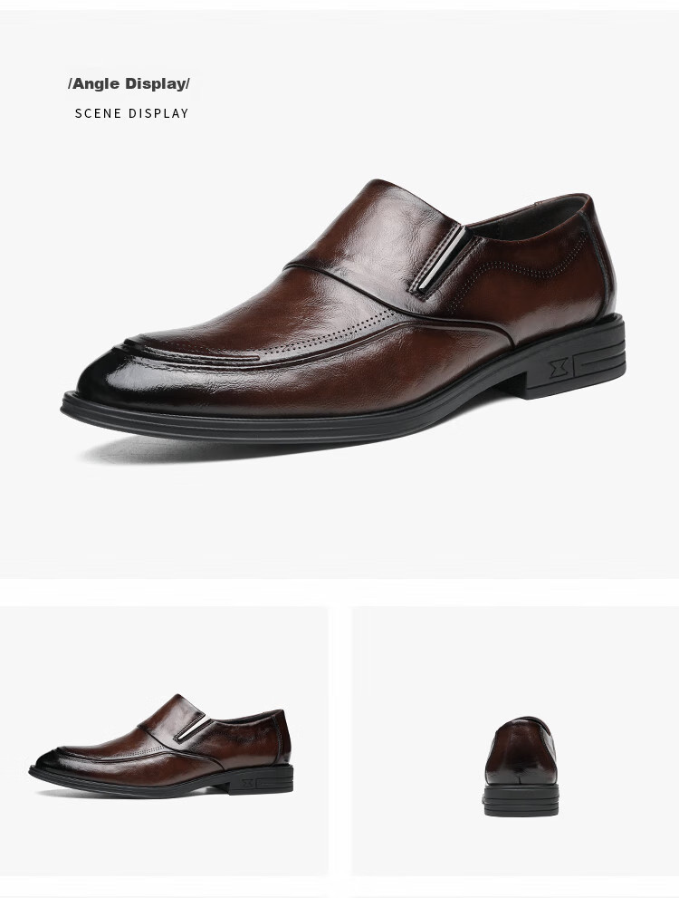 CARTELO British Business Men's Leather Shoes, Breathable Cowhide Men's Shoes, Casual Leather Shoes, Slip-On Loafers, 9832 Black, Size 42 21