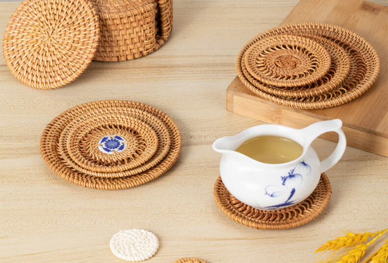 Siwangongli Rattan Heat-Resistant Mat, Household Anti-Scalding Pot Holder, Bowl Pad, High-Temperature Resistant Table Mat, Heat-Proof Plate Mat, Coaster, Teapot Tray 8