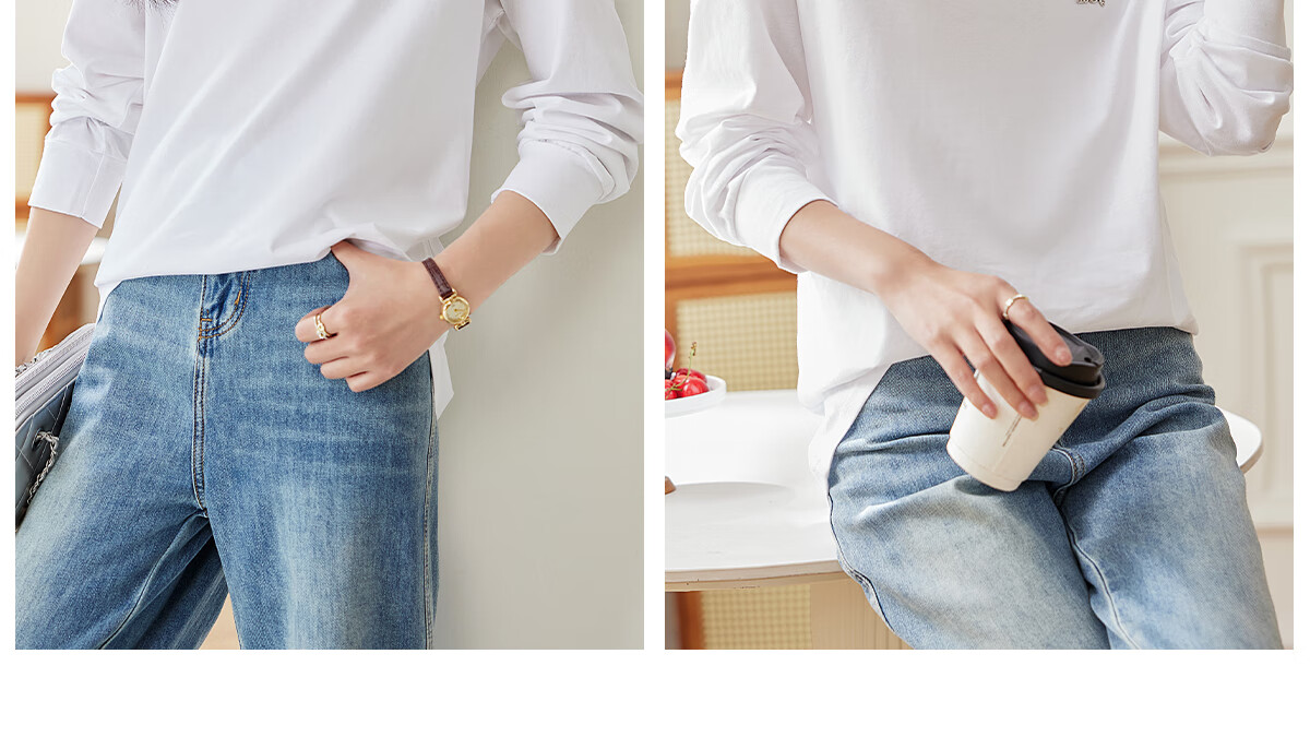 PinCai Long-Sleeve T-Shirt for Women, Classic Loose-Fit Base Layer, Stylish Niche Top for Inner Wear P12KE1855 46
