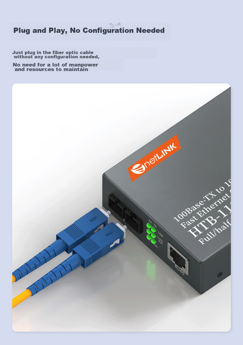 NetLINK HTB-1100S Gigabit Single-Mode Dual-Fiber Optical Transceiver, Telecom-Grade Optical-Electrical Converter, 0-25km, DC5V, One Pair 5