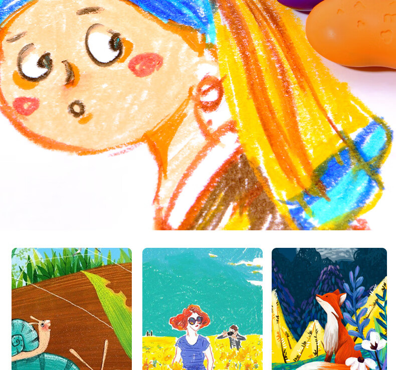 MiDeer Art Oil Pastels for Professional Drawing And Coloring, Clean-Handed Oil-Based Crayons, Pea-Shaped Colored Pencils, 8 Colors, Children's Art Education Tools 6