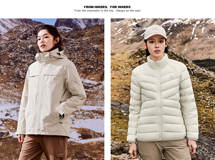 Pioneer Camp Zhuque Women's Three-In Goose down Jacket, Autumn And Winter Waterproof And Stain-Resistant Women's Jacket, Lightweight Down Coat 9