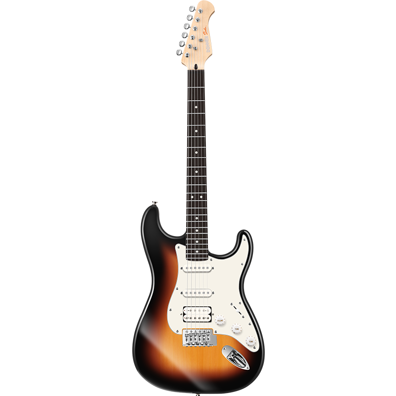 DONNER Q1 Electric Guitar Single Tremolo Series ST Adult Beginner Starter Guitar for Men And Women, Laurel Wood Sunset Color