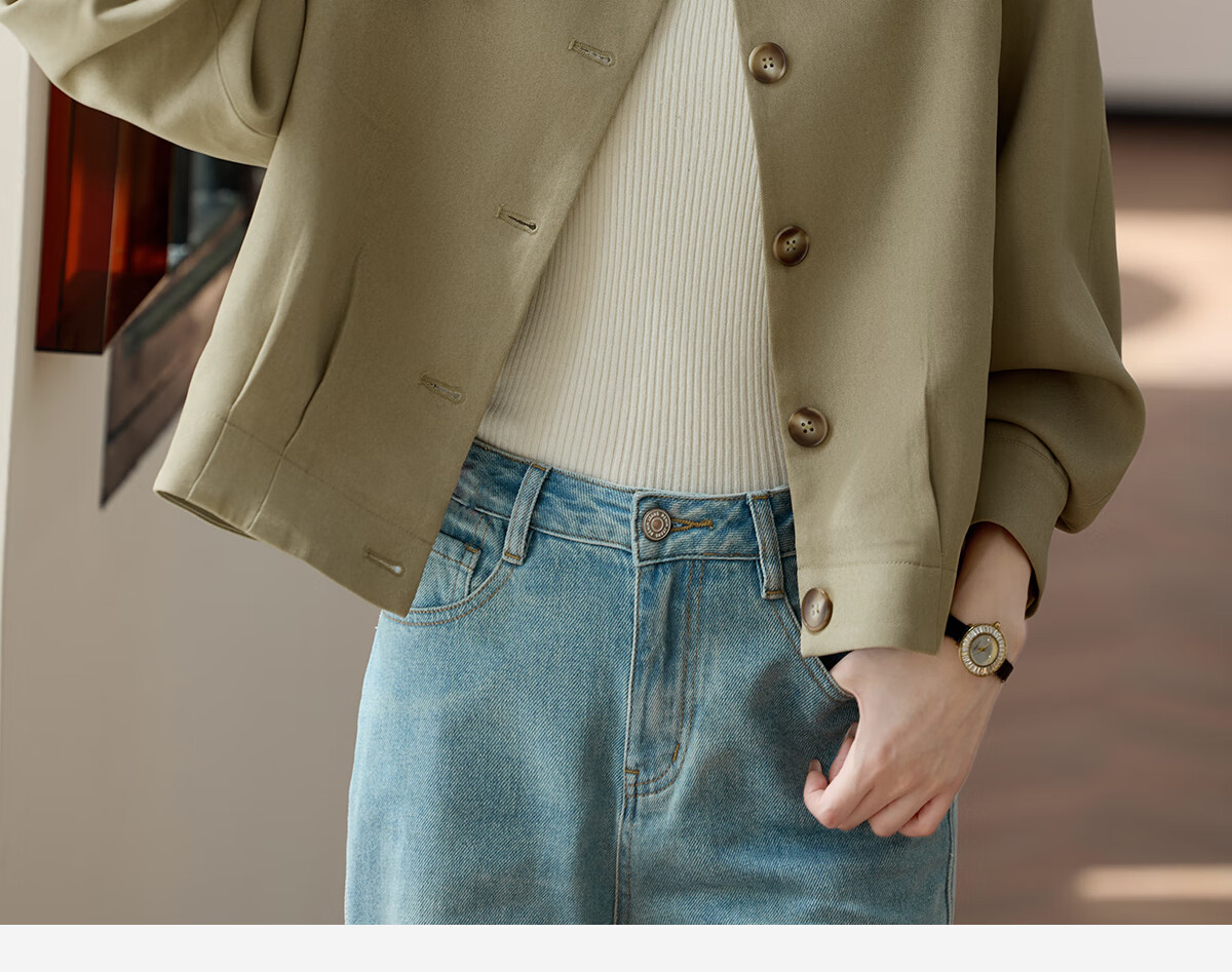 She Enjoy Casual Jacket Women Commuter Simple Short Coat Spring Autumn Versatile Elegant Cardigan Top T143U2023 5