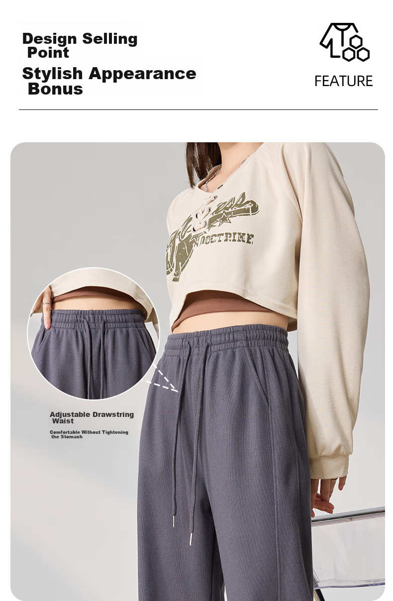 LangSha High-Waisted Cotton Sweatpants for Women, Spring And Autumn Slim-Fit Joggers with Elastic Cuffs, Comfortable Breathable Straight-Leg Running Pants 7