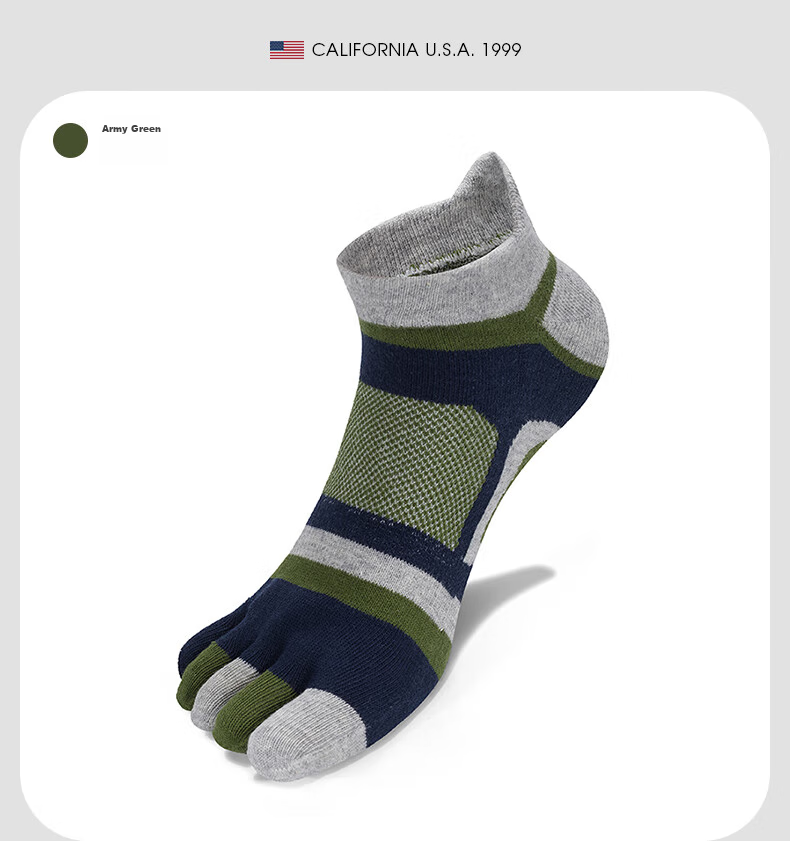 TFO Competition-Grade Outdoor Five-Toe Socks, Breathable Functional Hiking Socks, Wear-Resistant Toe Socks 2202439 Men's Blue And Orange 14
