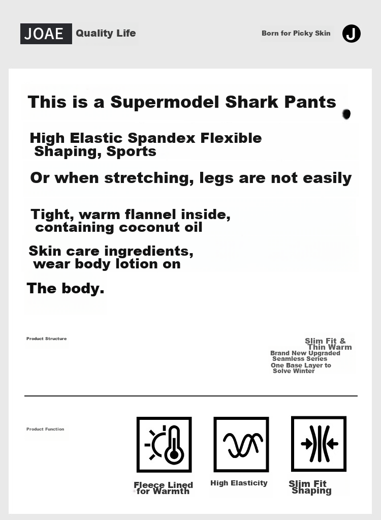 JOAE Coconut Oil Skincare Shark Leggings for Women, Fleece-Lined Spring Tummy Control Slimming Shaping Base Layer Yoga Pants L 1