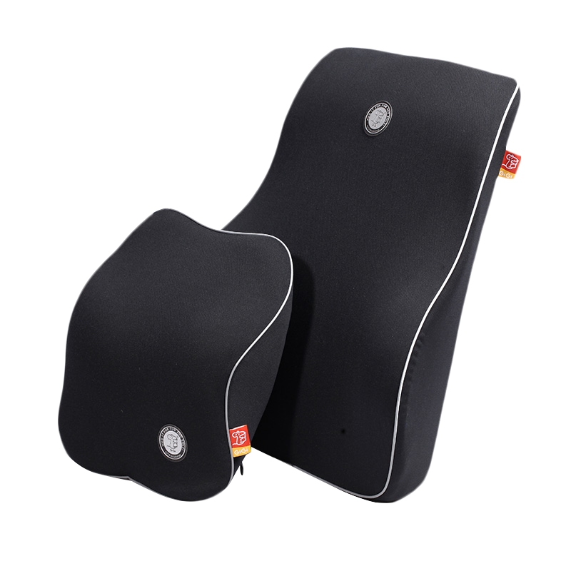 GiGi Car Headrest And Lumbar Support Set, Memory Foam Car Office Seat Cushion Backrest Pillow Neck Pillow Black