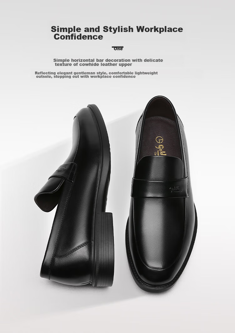 Goldlion Men's Shoes, Business Casual Formal Shoes, Autumn Comfortable Lightweight Fashion Leather Shoes, 50383013701A-Black Size 39 3