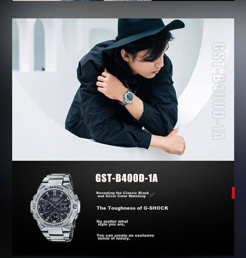Casio Men's G-SHOCK Watch, Steel Tough Heart Electronic Sports Watch, Japanese And Korean Style, Gift for Boyfriend, GST-B100D 4