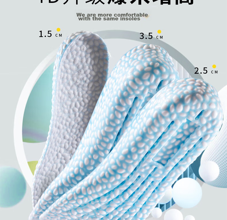 Warrior Height-Increasing Insoles for Men And Women, Invisible Sports Lift Inserts 5257 1.5CM [Blue] - Size 43-44 21