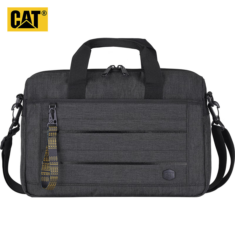 CAT Crossbody Bag, Lightweight Laptop Bag, 14-Inch Men's Business Briefcase, Multi-Pocket Handheld Shoulder Bag, Hanging Black 84349