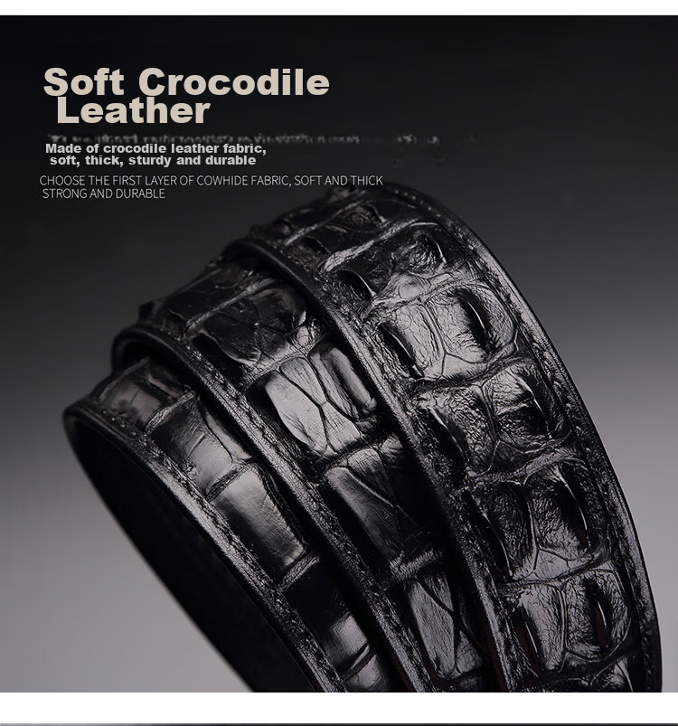 CROCODILE [Double Bone Crocodile Skin] Belt Gift Box, Men's Cowhide Business Inner Wear Automatic Buckle Waistband, Birthday Gift D261 9