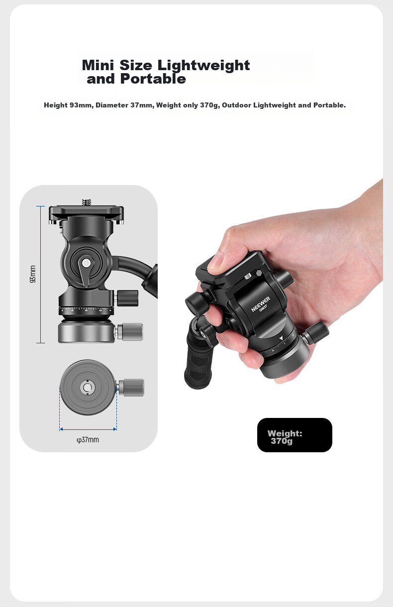 NEEWER Aluminum Alloy Tripod with Hydraulic Damping Ball Head, Leveling Base, Bowl Head, Arm Handle, Quick Release Plate, Panoramic Photography And Videography Camera Mirrorless Camera Stand GM27 8