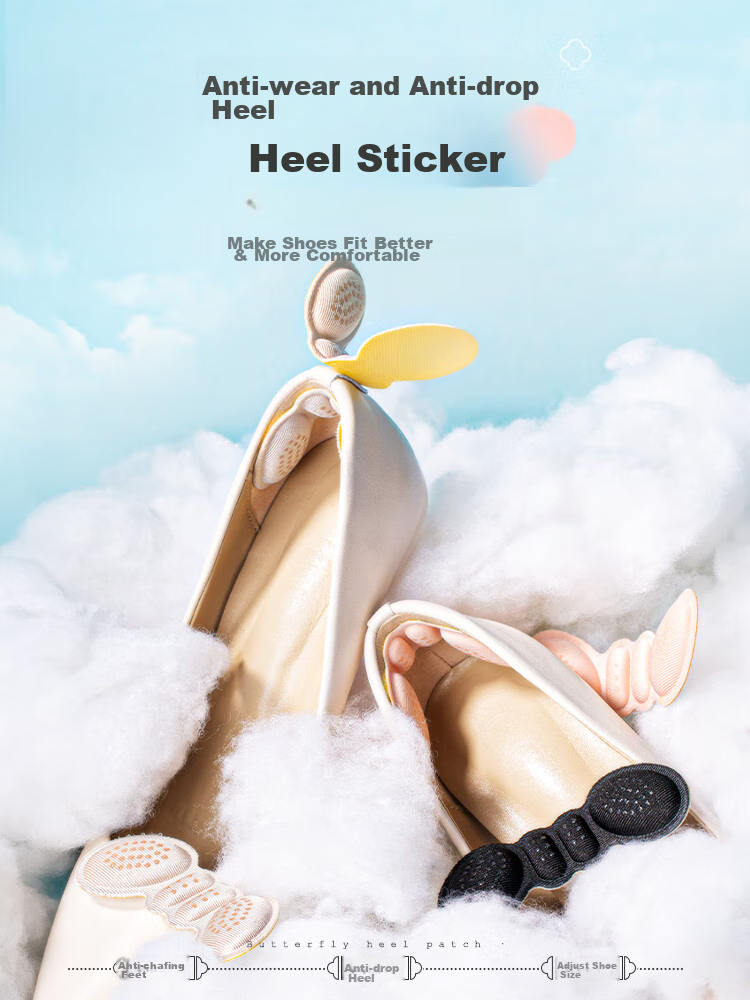 Maigaole 3 Double Heel Grips, Anti-Slip Half-Size Pads for Women, Anti-Friction High Heel Shoe Grips, Thickened 4D, Beige, 6mm 1