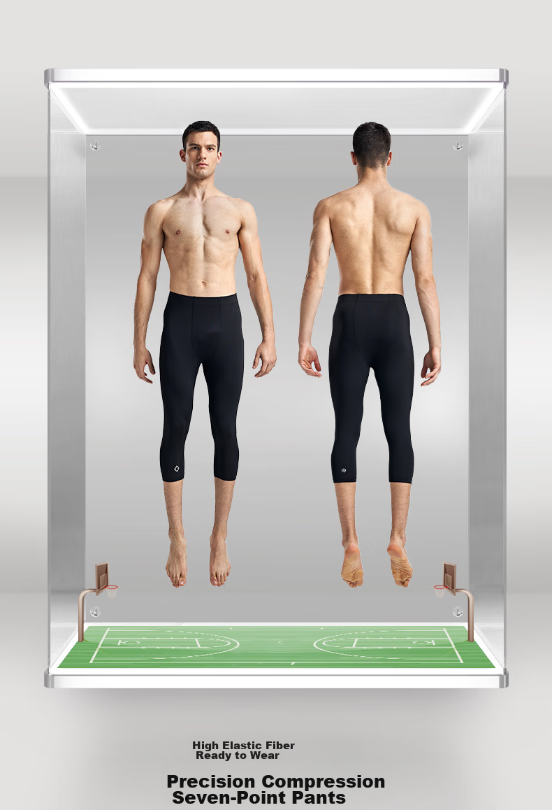 RIGORER Compression Pants for Men, Basketball Sports Running Training Fitness Muscle Base Layer, Seven-Eighths Length Tight-Fitting Pants 1