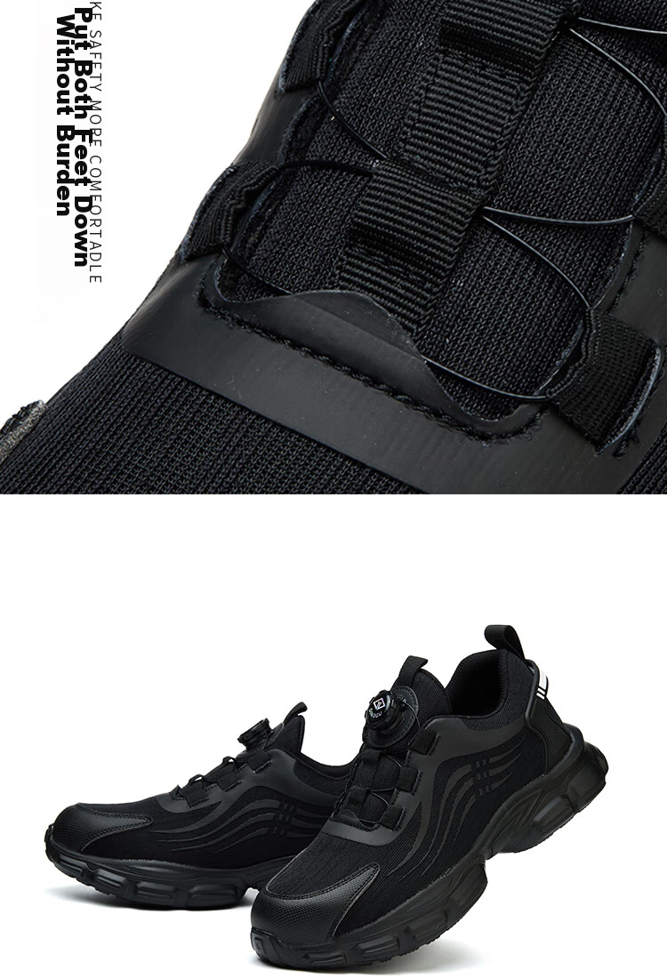 Dinggu Safety Shoes for Men, Anti-Smashing, Puncture-Resistant, Soft Sole, Comfortable Work Boots, Black All-Season Style with Smart Buckle, 1105hei41 12