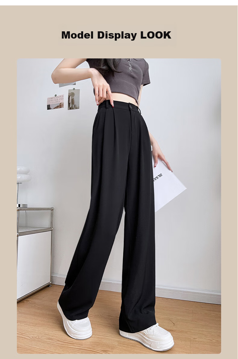 FitonTon Casual Dress Pants for Women, Autumn And Winter Style, 2025 Fashion Versatile Straight-Leg Pants, High-Waisted Draping Slimming Wide-Leg Trousers 11
