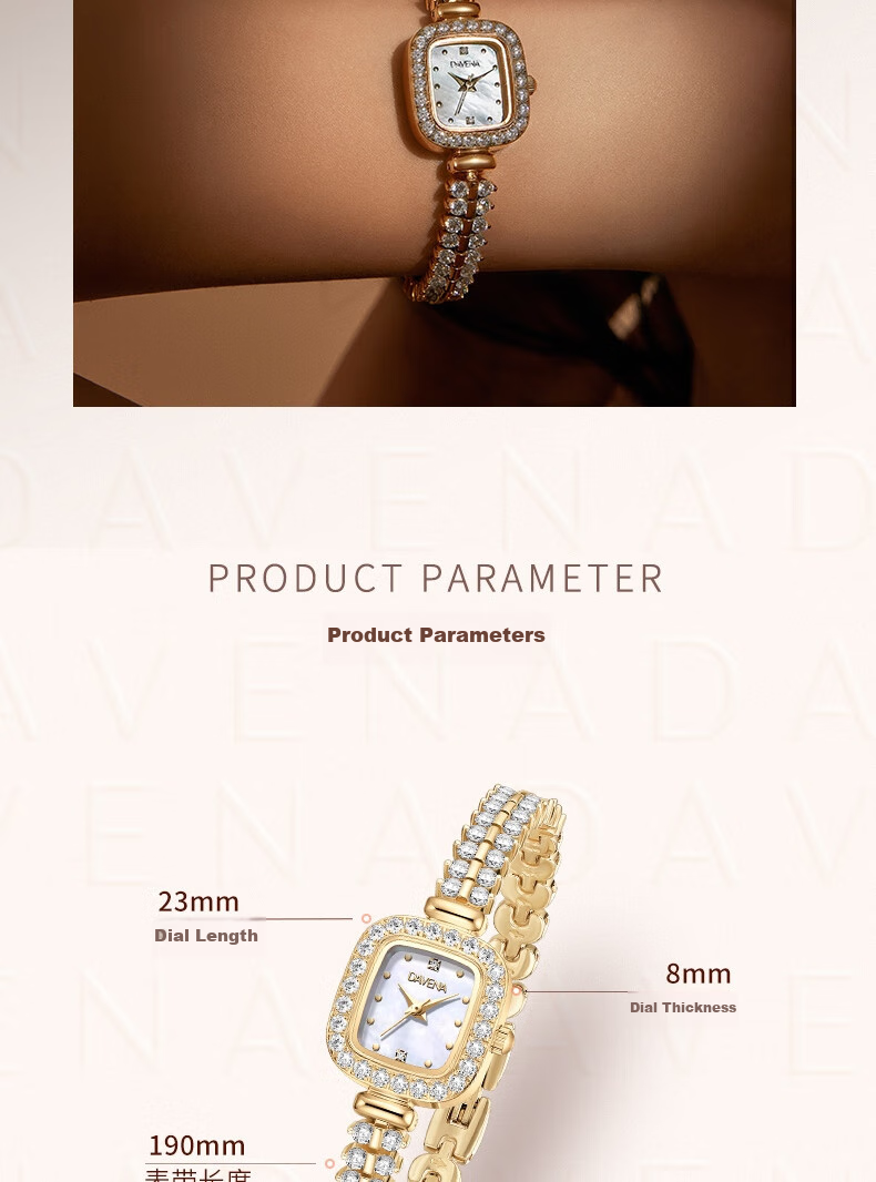 Davena [Celebrity Style] Tiweina Small Gold Spike Watch, Women's Luxury Niche Wristwatch, Birthday Gift for Girlfriend 7