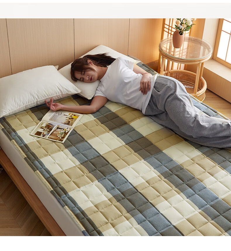 Wuyinliangpin 100% Cotton Mattress Pad, Xinjiang Cotton Bed Cover with Pure Cotton Fabric, Foldable Home Use Mattress Topper, 1.5x2 Meters 2