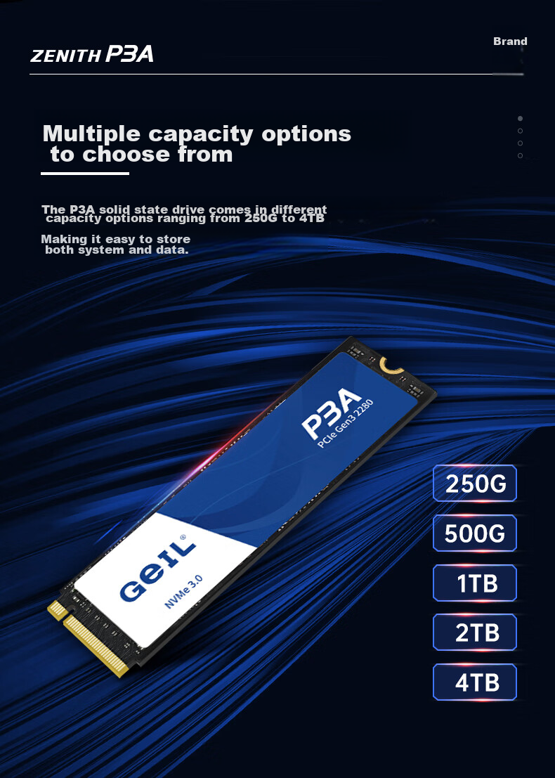 GEIL Jinbang 500GB SSD Solid State Drive, M.2 Interface PCIe 3.0 (NVMe Protocol), Desktop And Laptop Hard Drive, High-Speed 2800MB/S, P3A Series 8