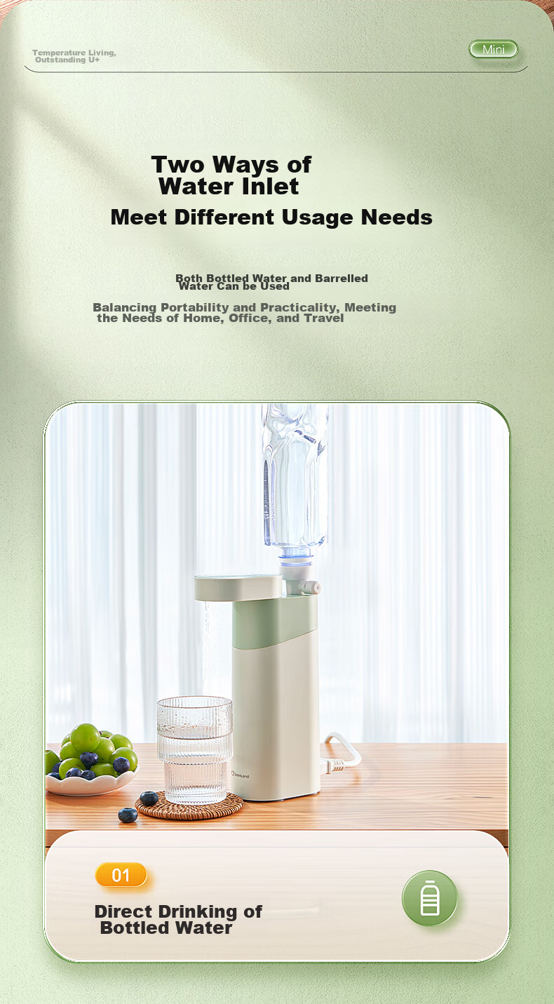 Zhuolang Portable Instant Hot Water Dispenser for Home Use, Compact Desktop Mini Milk Frother And Water Dispenser, Portable Electric Kettle for Travel And Business Trips 7