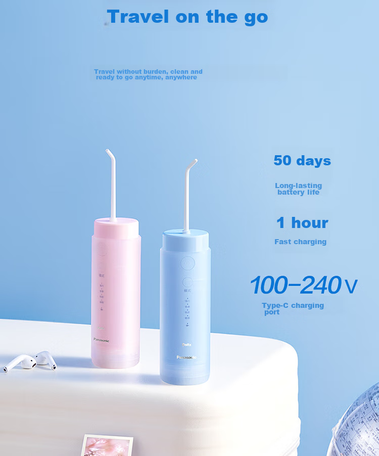 Panasonic Dental Irrigator, Small Round Tube, Extendable And Portable, for Adults And Children, Water Flosser, Tooth Cleaner, Orthodontic Device, Practical Gift for Men And Women, DJ33 Pink 20