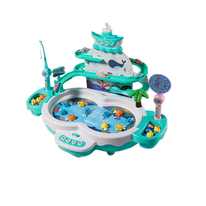 Dimoarch Fishing Toy for Children, Early Education Electric Magnetic Fish Catching Set, Birthday Gift, Flying Dolphin Track Fishing